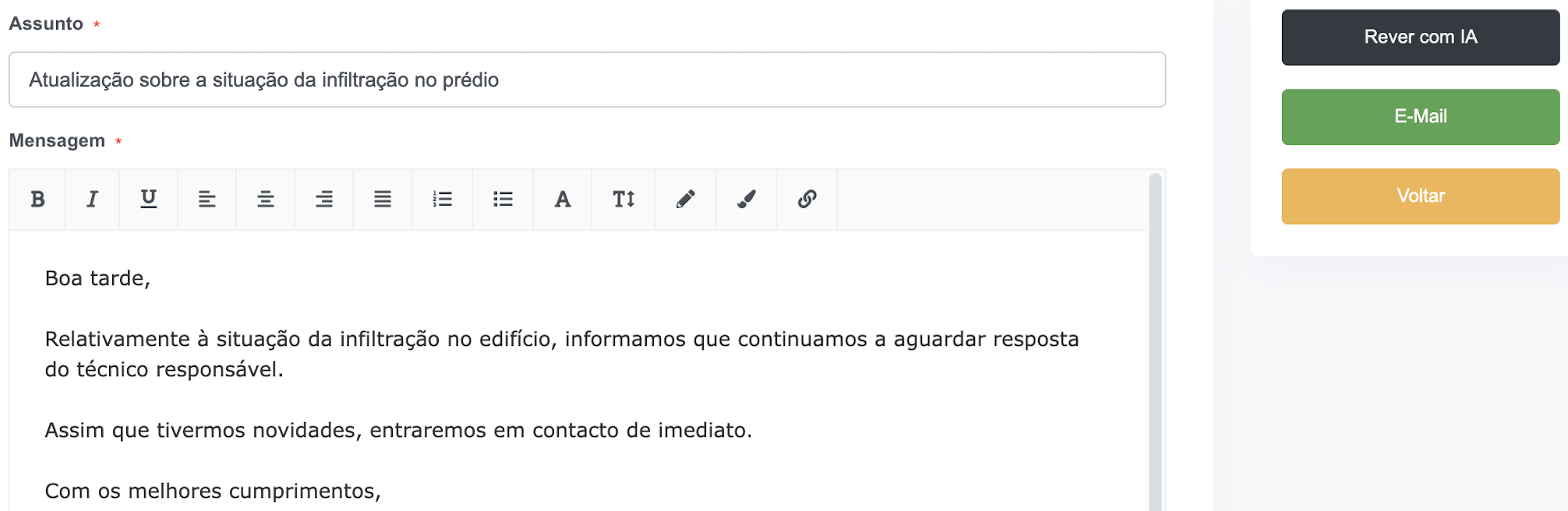 Email melhorado com IA