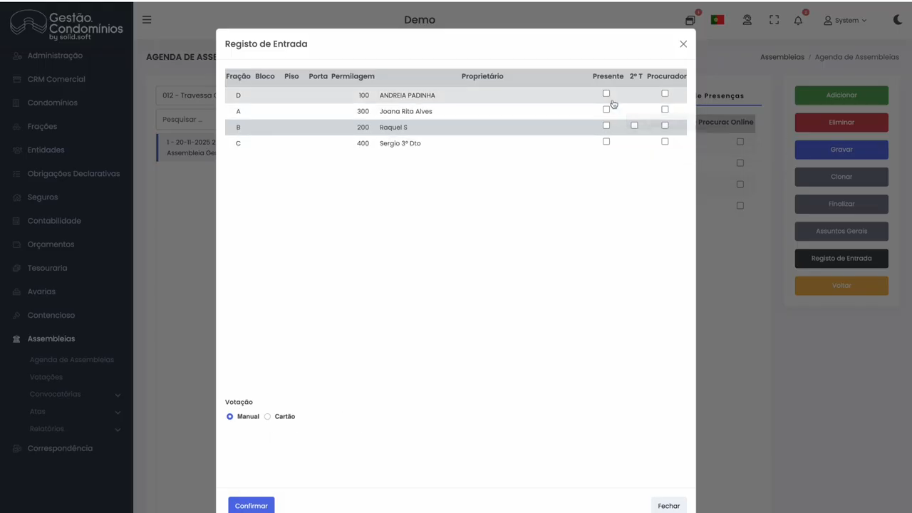 Opção de procurador no registo de entrada
