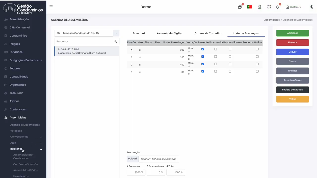 Impressão de cartões de votação